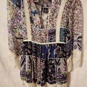New Directions bohemian flowy dress shirt - small - new with tags